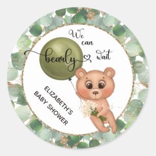 Sticker Rond Nous pouvons attendre le Baby shower de l'ours