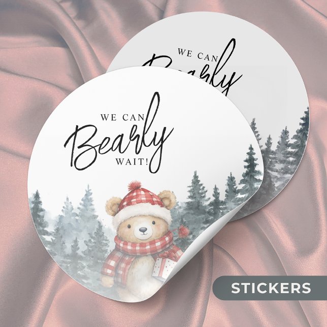 Sticker Rond Nous pouvons attendre le Baby shower d'hiver (Créateur téléchargé)