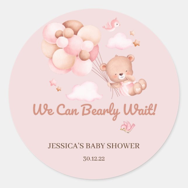 Sticker Rond Nous pouvons étancher le Baby shower d'attente (Devant)
