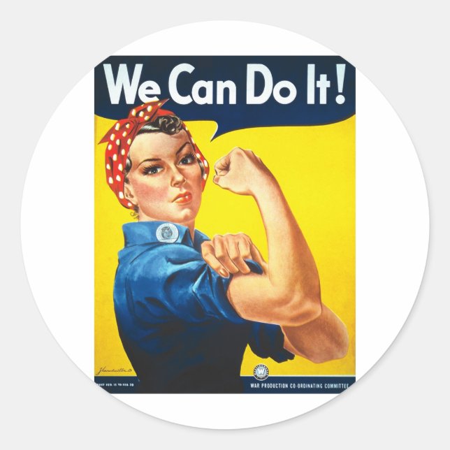 Sticker Rond Nous Pouvons Le Faire ! Rosie la riveteuse (Devant)