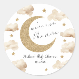 Sticker Rond Nous sommes au-dessus de la Lune Baby Shower Bohèm