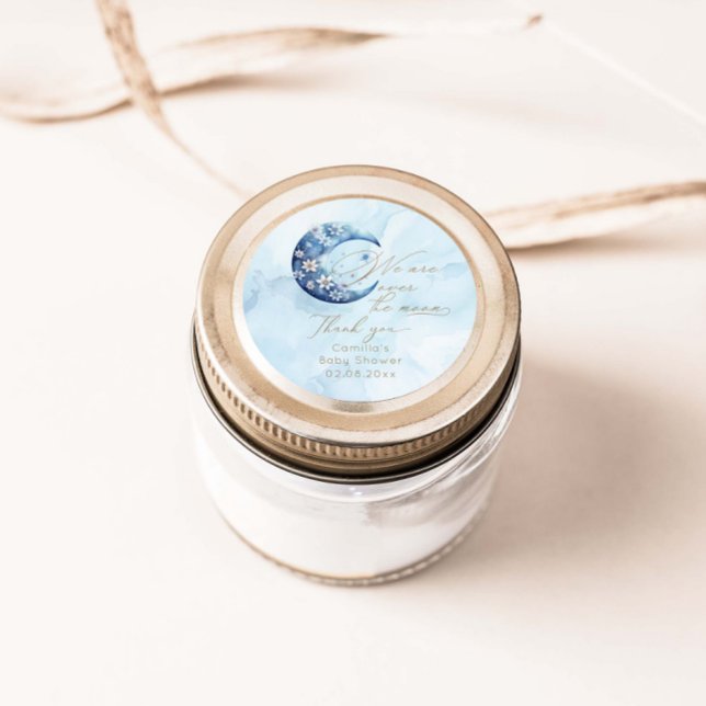 Sticker Rond Nous Sommes Au-Dessus Du Baby shower Moon Boy (Créateur téléchargé)