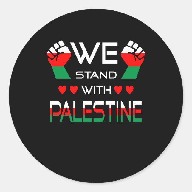 Sticker Rond Nous Sommes Avec La Palestine (Devant)