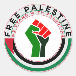 Sticker Rond Nous sommes avec la Palestine, Palestine libre,