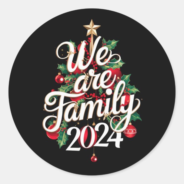 Sticker Rond Nous sommes famille Noël 2024 Correspondant Pyjama (Devant)