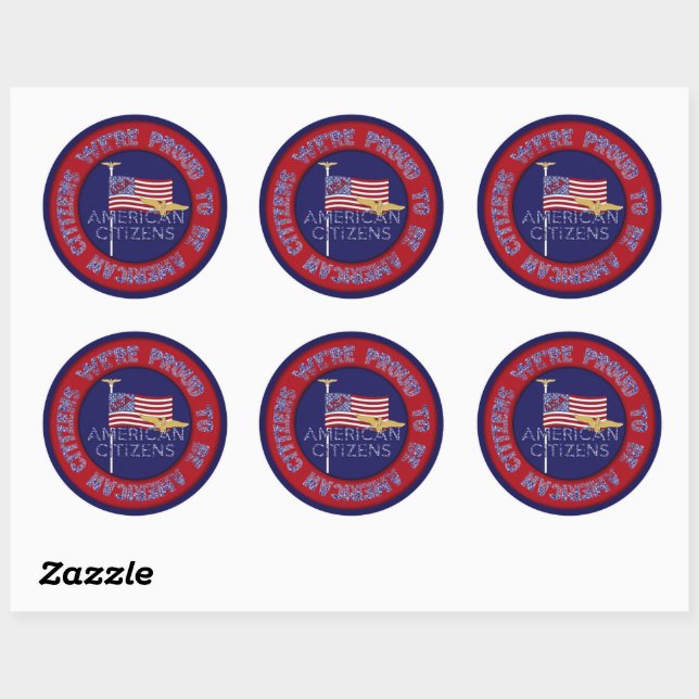 Sticker Rond Nous sommes fiers des citoyens américains (Feuille)