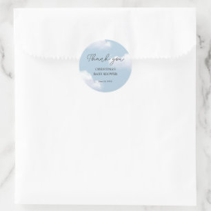 Sticker Rond Nous sommes sur Cloud 9 Blue Boy Baby shower Merci