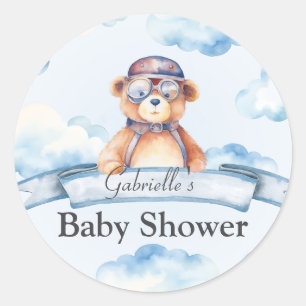 Sticker Rond Nous sommes sur Cloud Nine Vintage Boy Bear Baby s