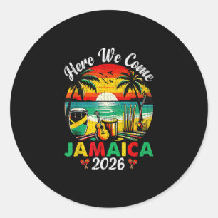 Sticker Rond Nous voilà en Jamaïque 2026 Voyage de filles en fa