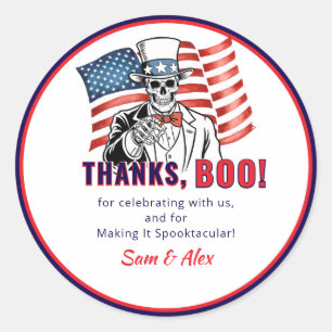 Sticker Rond Nous voulons Boo Patriotique Halloween Costume Par