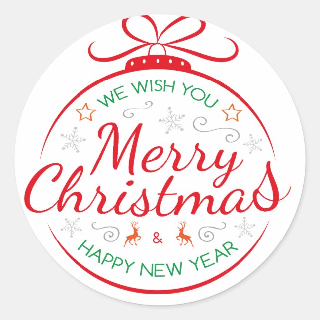 Sticker Rond Nous Vous Souhaitons Joyeux Noël Et Bonne Année (Devant)