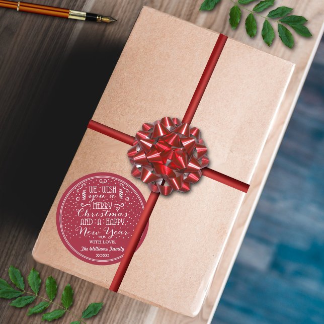 Sticker Rond Nous Vous Souhaitons Un Joyeux Noël Et Une Bonne A (Créateur téléchargé)