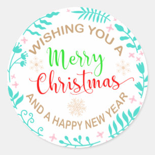 Sticker Rond nous vous souhaitons un joyeux Noël et une bonne a