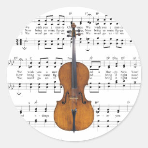 Sticker Rond Nous vous souhaitons une joyeuse feuille de Noël M