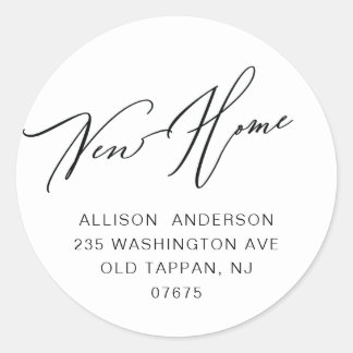 Sticker Rond Nouveau Accueil moderne Adresse de retour Classic 