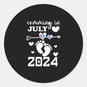 Sticker Rond Nouveau bébé qui arrive en juillet 2024 annonce de