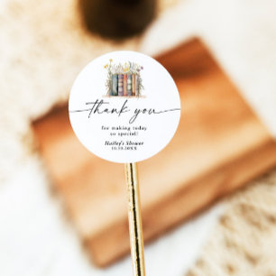 Sticker Rond Nouveau Chapitre Commence Baby Shower Fleur Sauvag