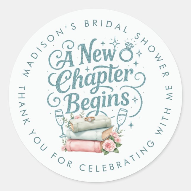 Sticker Rond Nouveau Chapitre Commence Turquoise Merci Bridal S (Devant)