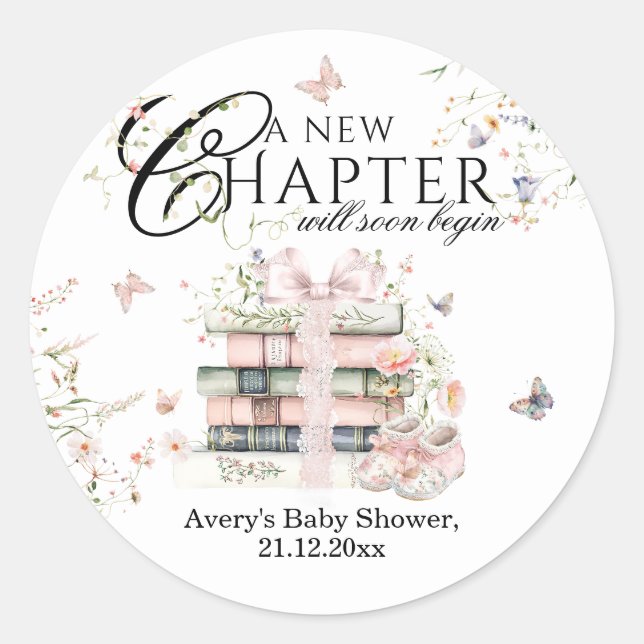 Sticker Rond Nouveau Chapitre Commencer Livre Fleur sauvage Bab (Devant)