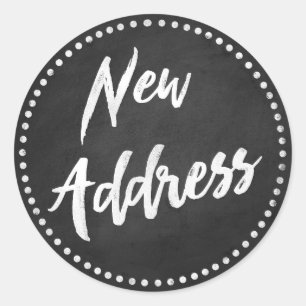Sticker Rond Nouveau style de tableau de bord d'adresse blanc