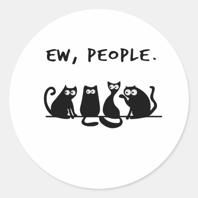 Sticker Rond Nouveaux gens drôle Meowny Chats Noirs (Devant)