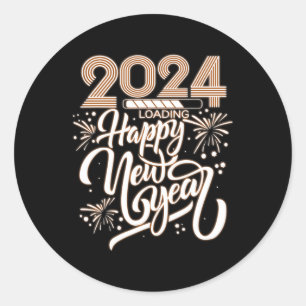 Sticker Rond Nouvel An 2024 Chargement