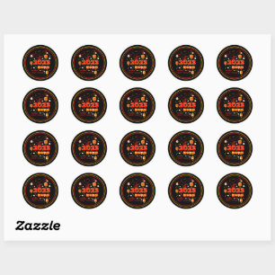 Sticker Rond Nouvel An chinois 2023 Lapin Rouge Or noir 1,5"