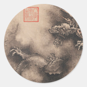 Sticker Rond Nouvel An chinois 2024 Peinture Dragon RS