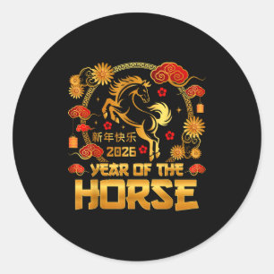 Sticker Rond Nouvel An chinois 2026 Année lunaire du cheval Chi