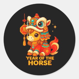 Sticker Rond Nouvel An Chinois du Cheval 2026 Nouvel An Lunaire