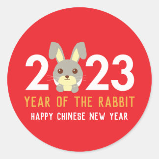 Sticker Rond Nouvel An chinois du lapin 2023