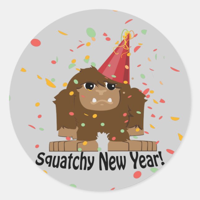 Sticker Rond Nouvel an de squatchy (Devant)