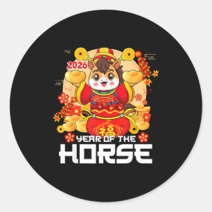 Sticker Rond Nouvel An lunaire 2026 Année du Cheval Nouvel An c