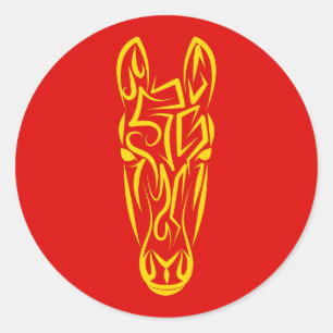 Sticker Rond Nouvel An lunaire chinois du Cheval 2026 4724 Feu