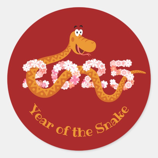 Sticker Rond Nouvel an lunaire chinois Zodiac Wood Snake 2025 (Devant)