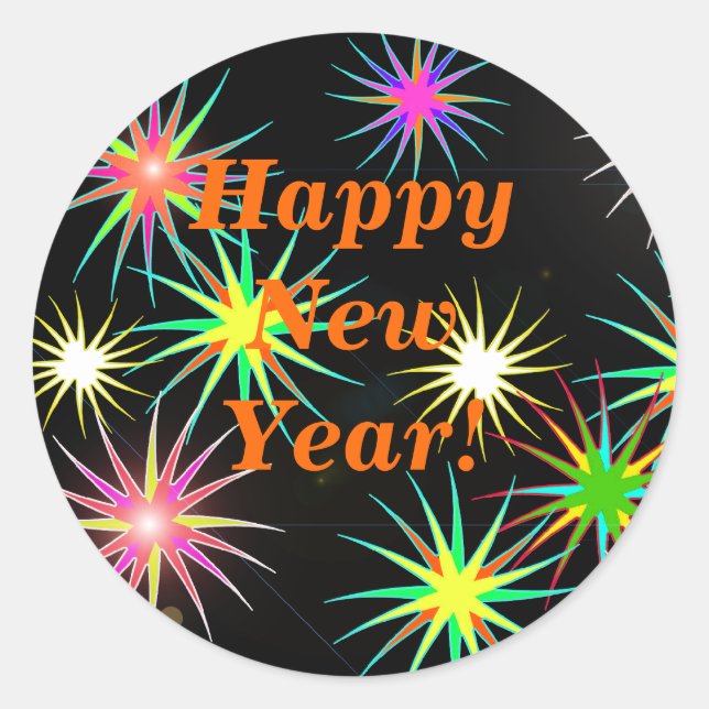 Sticker Rond Nouvel An Noir (Devant)