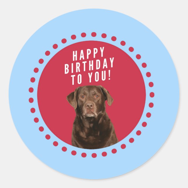 Sticker Rond Nouvel anniversaire joyeux du chien de triever Bro (Devant)