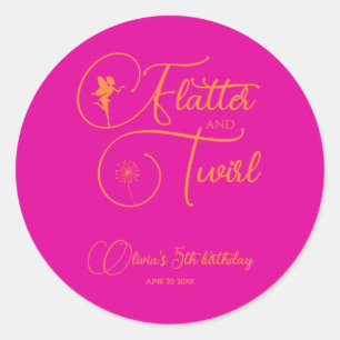 Sticker Rond Nouvel anniversaire minimaliste de Neon Pink Fairy