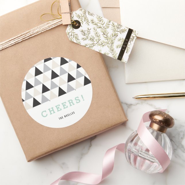 Sticker Rond Nouvelle Année Acclamations Neutre Mod Géométrique (Cadeaux)