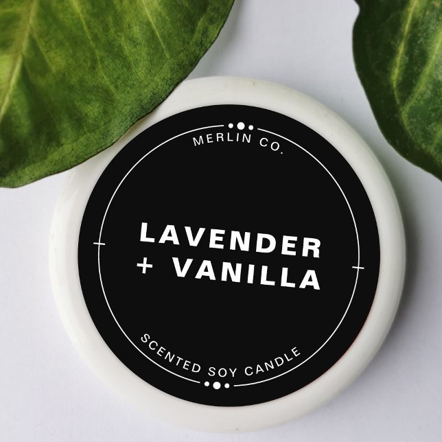 Sticker Rond Nouvelle bougie de soja fait maison noire couvercl (Créateur téléchargé)