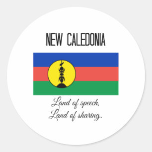 Sticker Rond Nouvelle-Calédonie, drapeau et devise