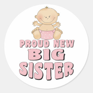 Sticker Rond Nouvelle fille fière de grande soeur