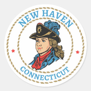 Sticker Rond Nouvelle Haven Connecticut Colonial