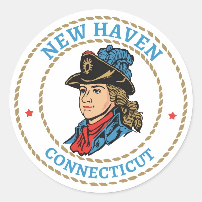 Sticker Rond Nouvelle Haven Connecticut Colonial (Devant)
