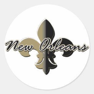 Sticker Rond Nouvelle-Orléans Fleur de lis bk/gd