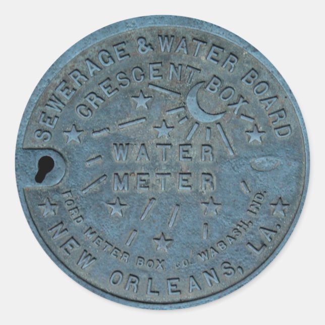 Sticker Rond Nouvelle-Orleans Water Mètre photo (Devant)