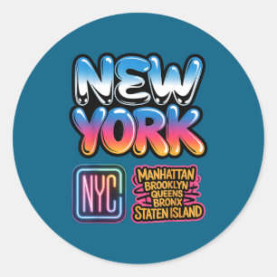 Sticker Rond Nouvelle ville de New York ligne d'horizon bronx q