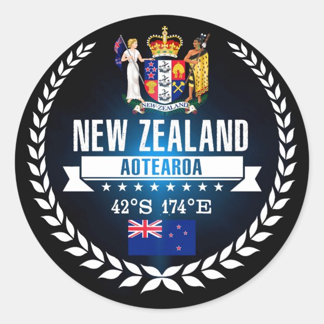 Sticker Rond Nouvelle-Zélande (Devant)