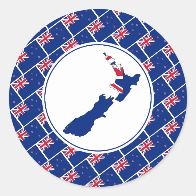 Sticker Rond NOUVELLE ZÉLANDE DRAPEAU élégant Aotearoa (Devant)