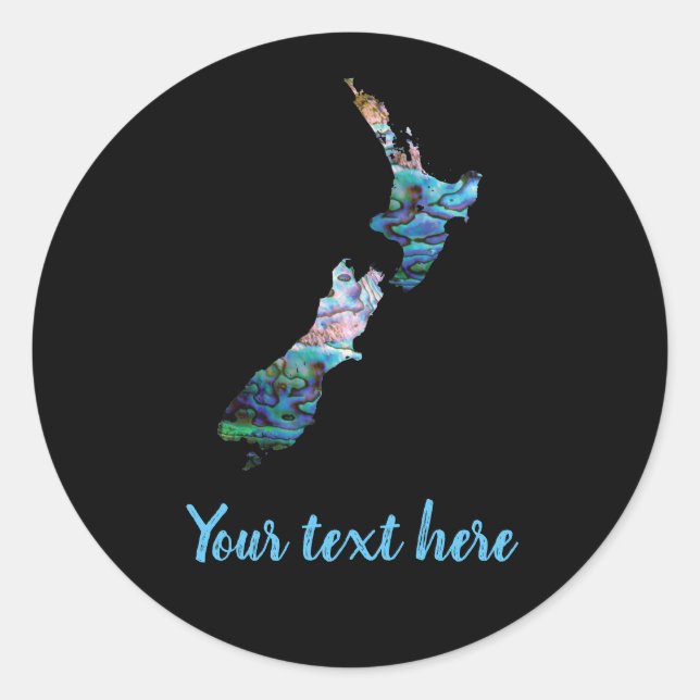 STICKER ROND NOUVELLE-ZÉLANDE PERSONNALISABLE CARTE PAUA STICKE (Devant)